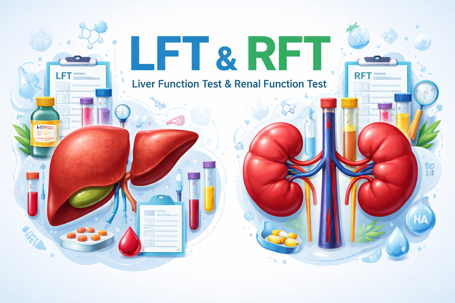 LFT and RFT test image for liver and kidney function