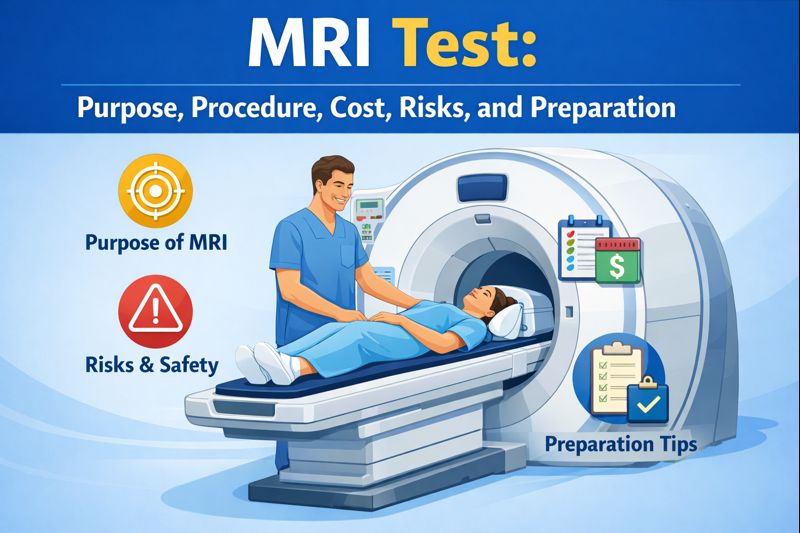 MRI test procedure showing patient inside MRI machine with technician – purpose, preparation, risks, and cost explained